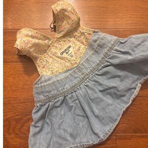OshKosh‎ B'gosh Baby Girls Denim Floral Pinafore Dress Overalls 3m Spring Baby